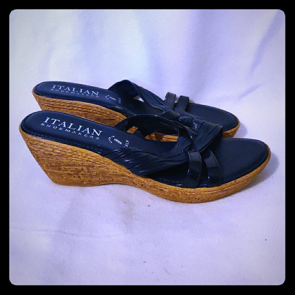 navy blue wedge flip flops